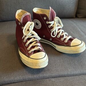 Converse High-Tops in Burgundy and Cream